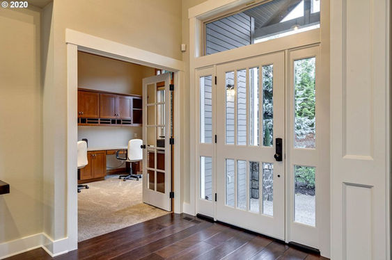 Home entryway with glass front door
