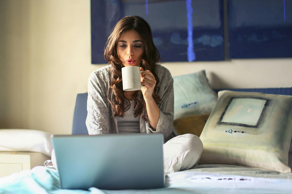 Photo by Andrea Piacquadio: https://www.pexels.com/photo/woman-in-grey-jacket-sits-on-bed-uses-grey-laptop-935743/