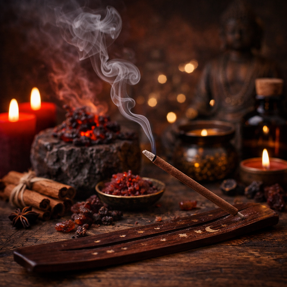 Dragon’s blood wierook brandend tijdens spiritueel ritueel met drakenbloedhars