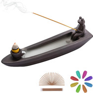 Frosch incense holder boat shape with smoke, cup, and incense sticks Zen and So