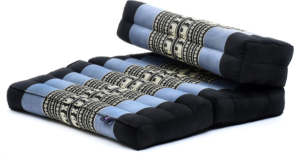 Leewadee Opvouwbare Vloer Matras - blauw, two-piece floor cushion, blue and black, comfortable resting