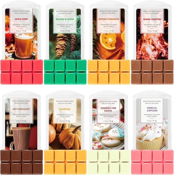 Geurwax Melts – 100% sojawas cadeauset – 8 geuren geschenkset met verschillende geuren.