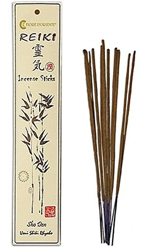 Reiki incense sticks with Japanese text and bamboo design for relaxation purposes.