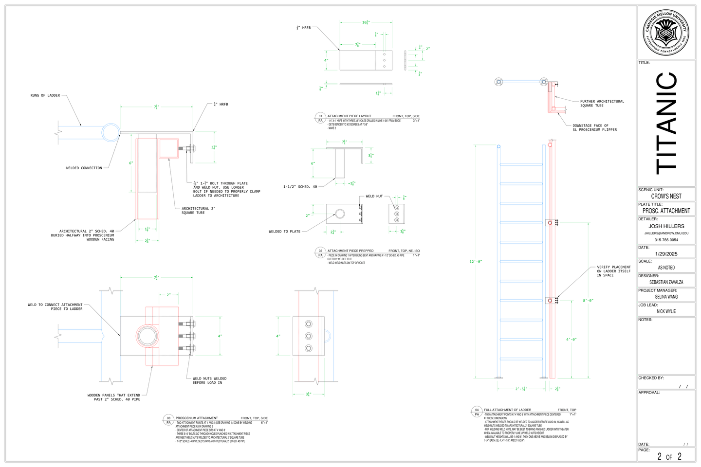 Titanic Ladder Attachment Method Shop Drawing