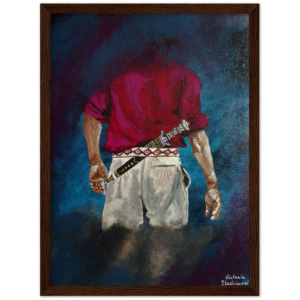 Classic Semi-Glossy Paper Wooden Framed Poster of an Argentine Gaucho