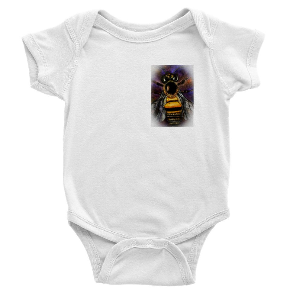 Thumbnail: Baby Short Sleeve Bodysuit featuring Bee design from an original painting