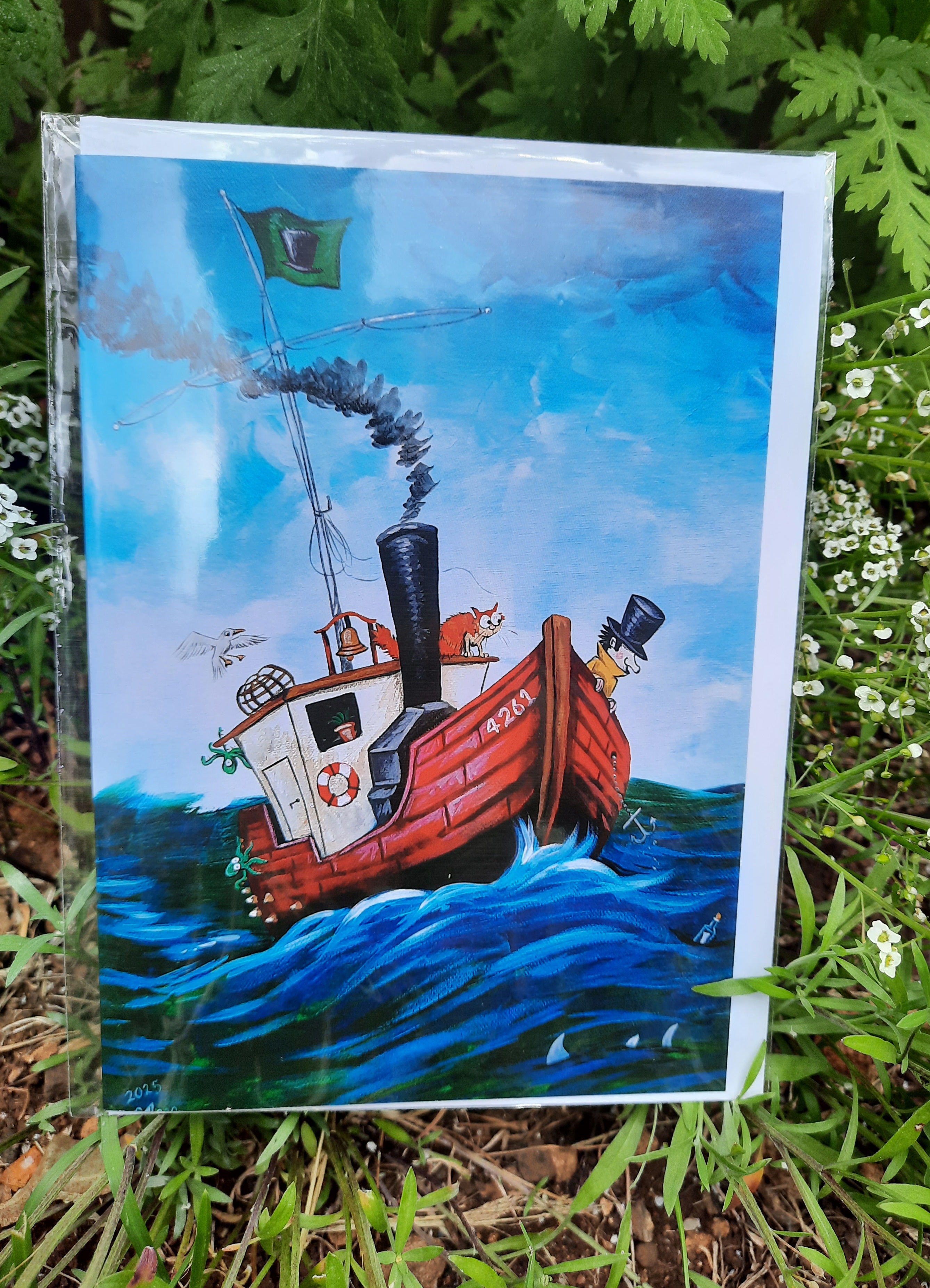 Message in a bottle greetings card.