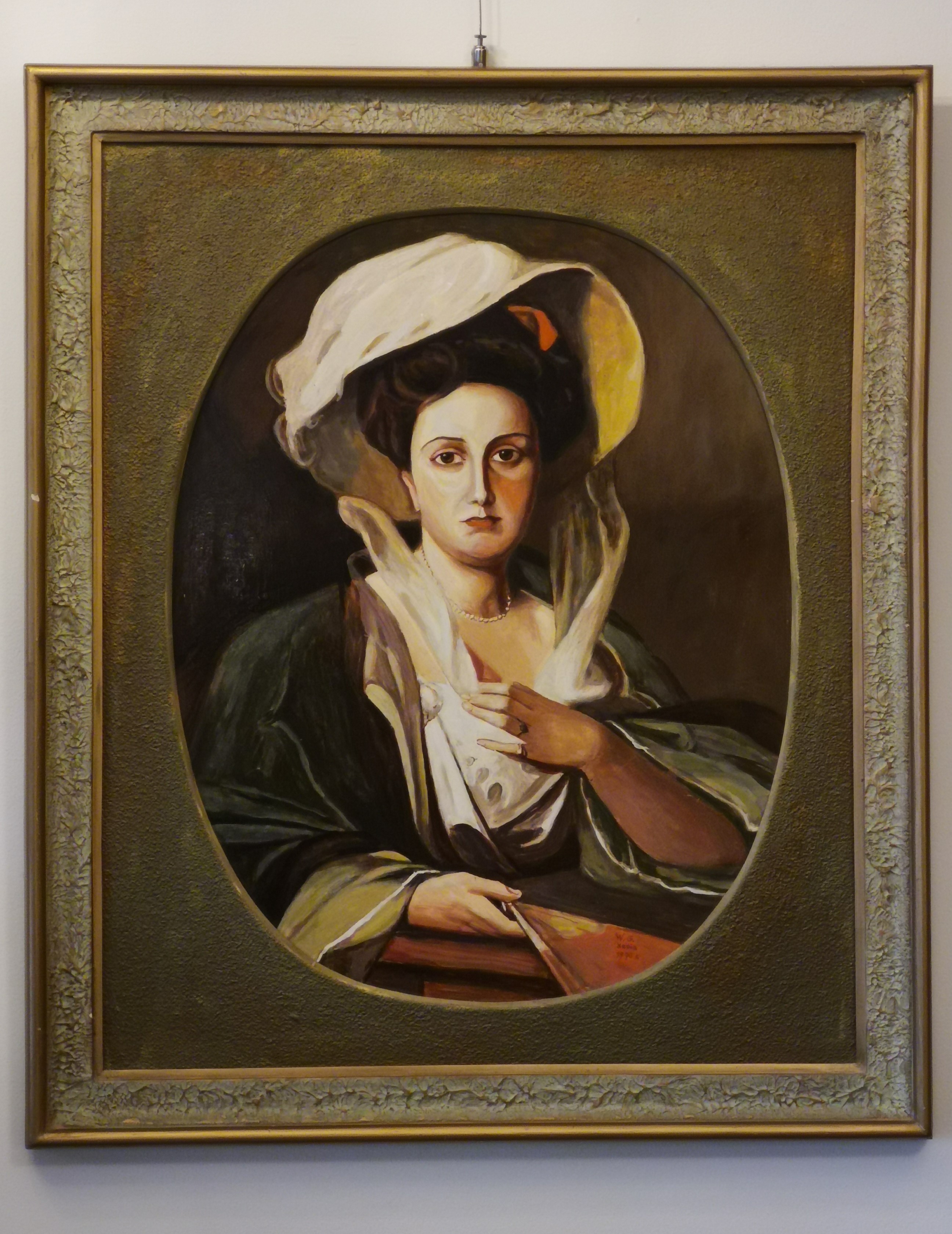 Portret damy w dużym kapeluszu