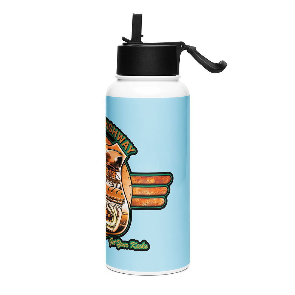 Thumbnail: Route 66 water bottle with a straw lid