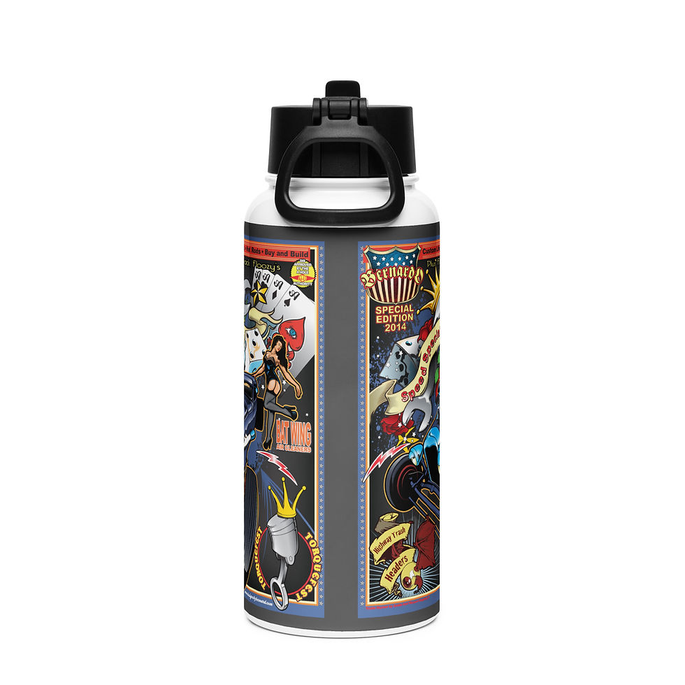 Thumbnail: Rockabilly Mag water bottle with a straw lid