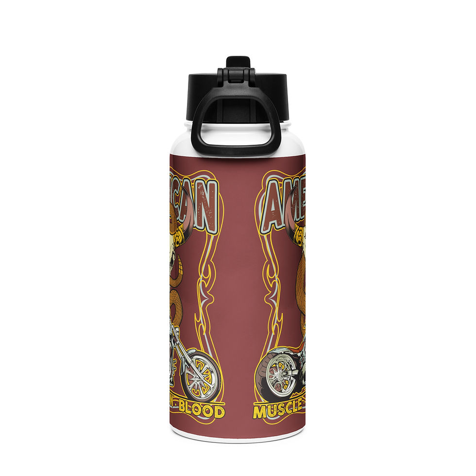 Thumbnail: Wild West Biker water bottle with a straw lid