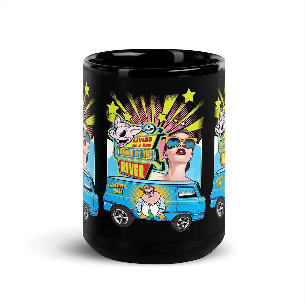 Thumbnail: Down by the river Black Glossy Mug