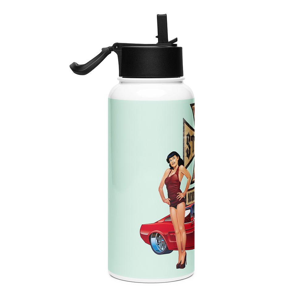 Thumbnail: Genuine Stolen Parts Stainless steel water bottle with a straw lid