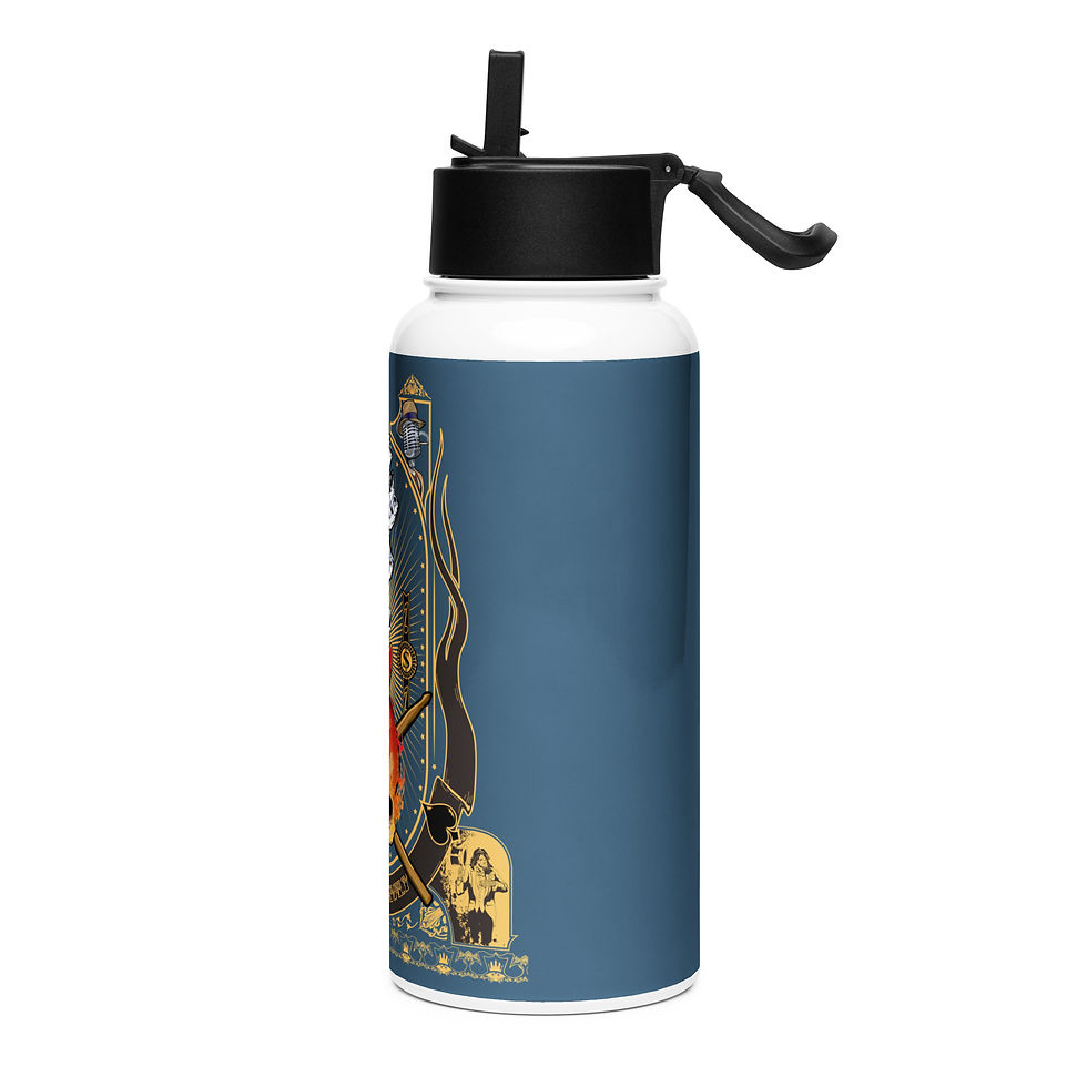 Thumbnail: Skull Guitar Stainless steel water bottle with a straw lid
