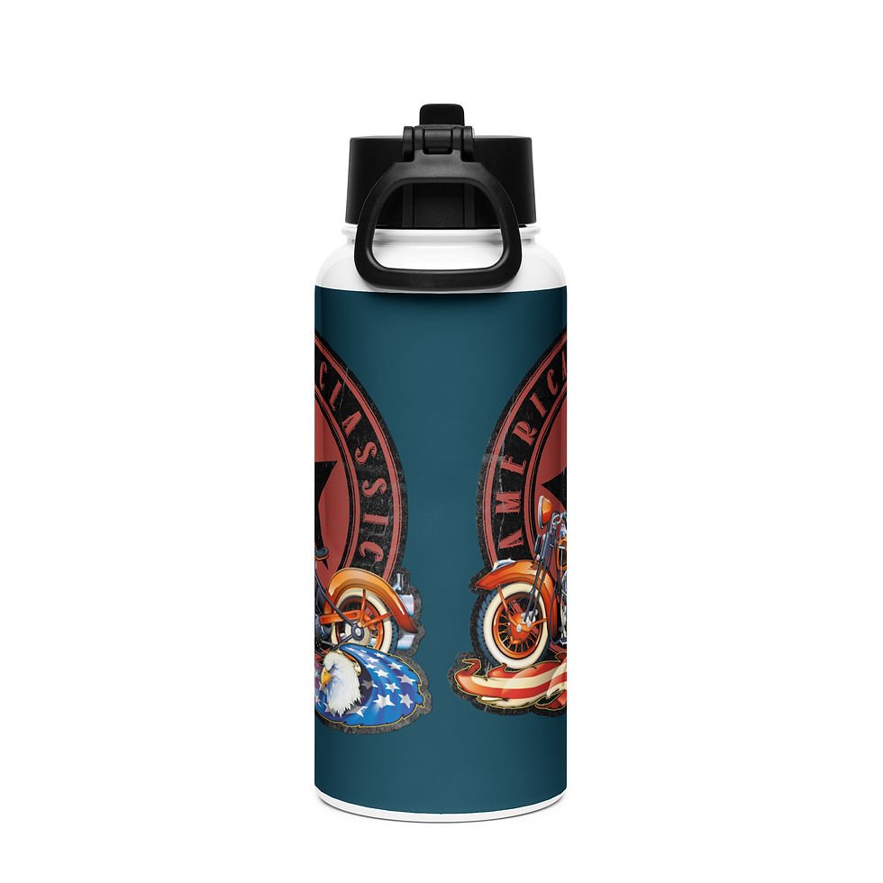 Thumbnail: American Classic Pan Head water bottle with a straw lid