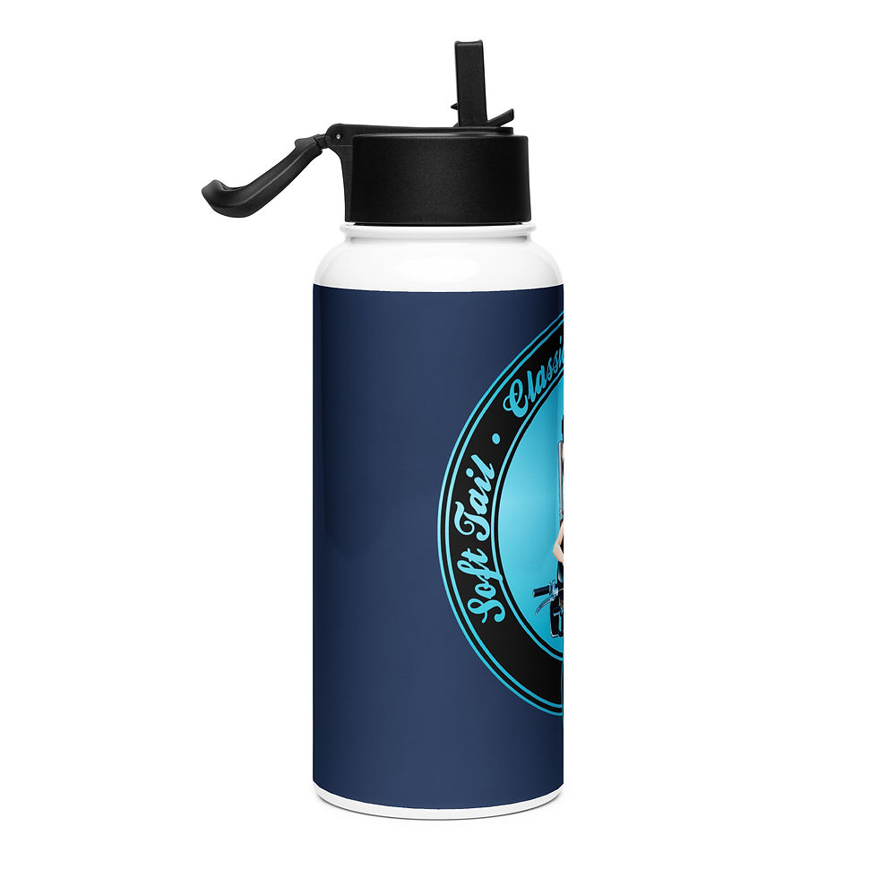 Thumbnail: Biker Pinup Stainless steel water bottle with a straw lid