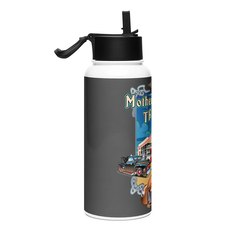 Thumbnail: Mother Trucker Stainless steel water bottle with a straw lid