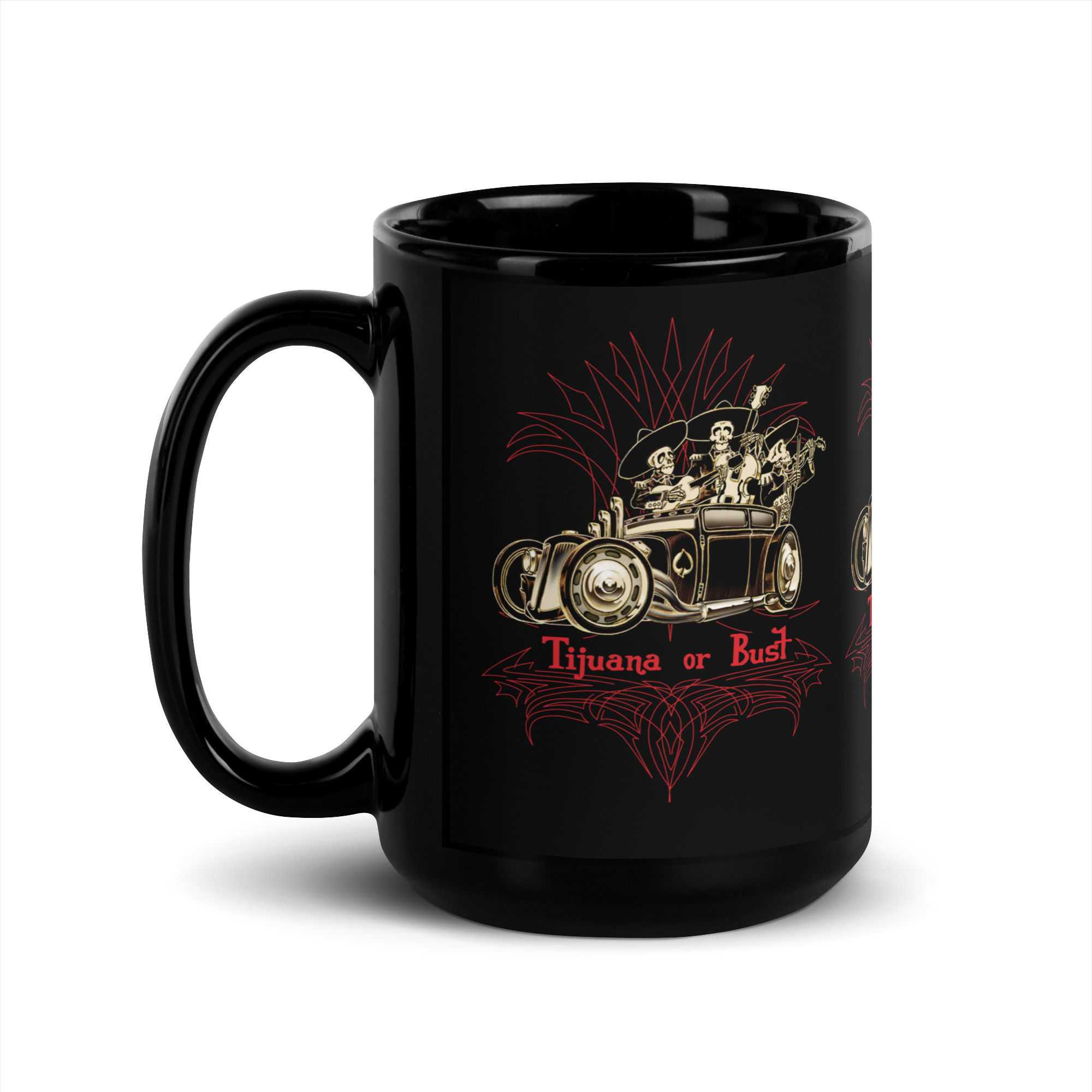 TJ or Bust Black Glossy Mug