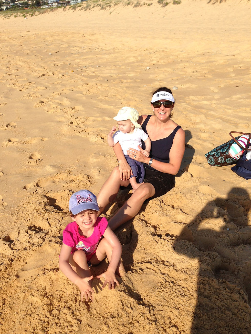 a family on a beach