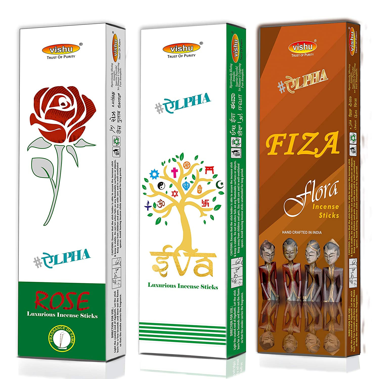 प्राकृतिक अगरबत्ती हाथ से बने अगरबत्ती - 3 बक्से का पैक (मिश्रित)