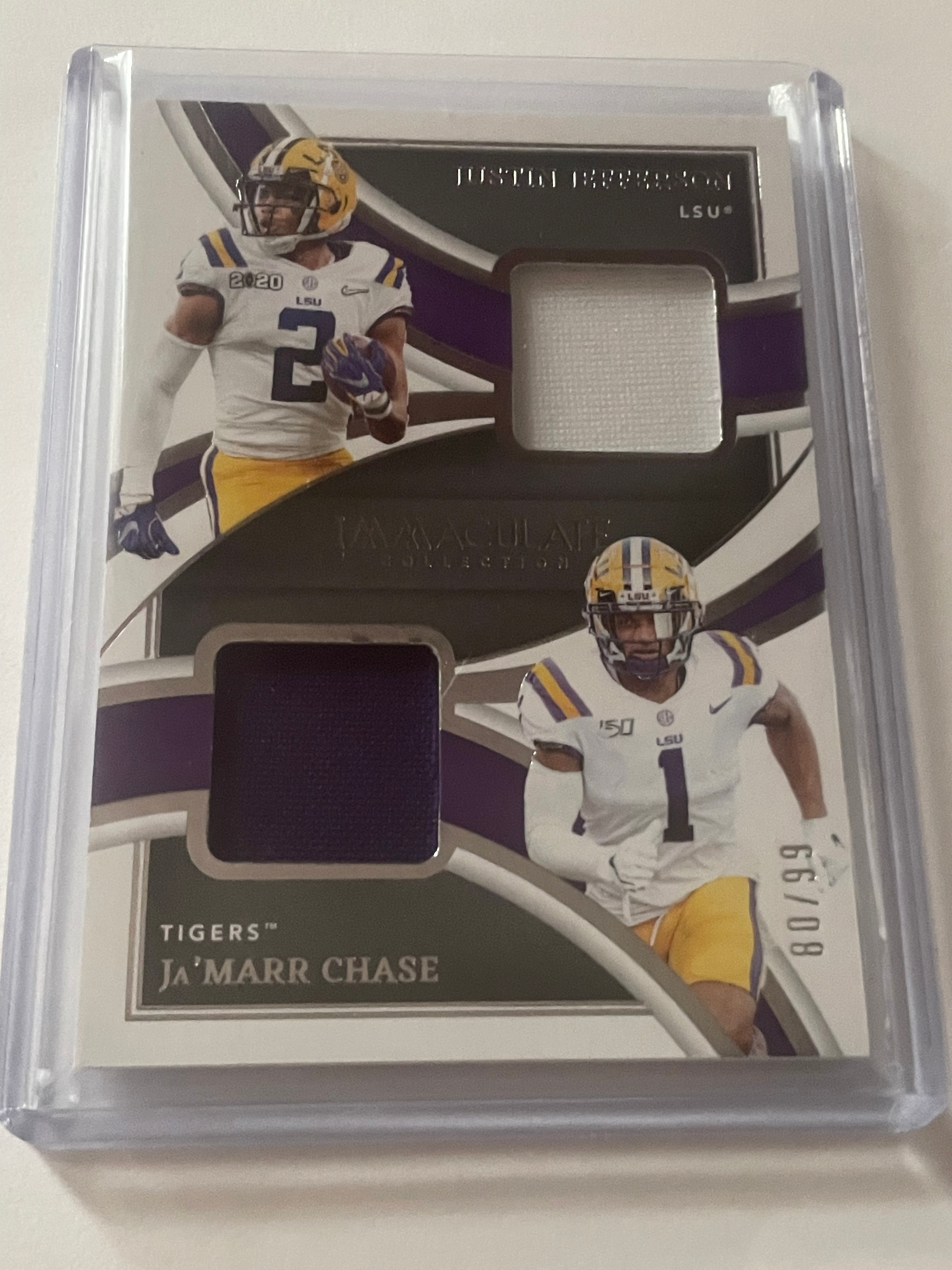 Justin Jefferson + Ja’Marr Chase (2022 Immaculate Collegiate Patch /99 #IDJ-JJE)