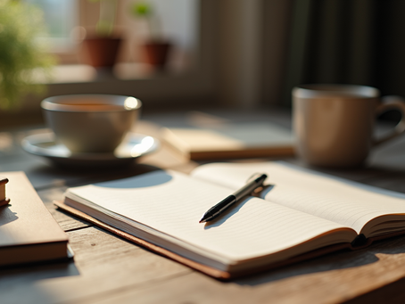 blank journal page with a pen on top ready to release emotions and thoughts