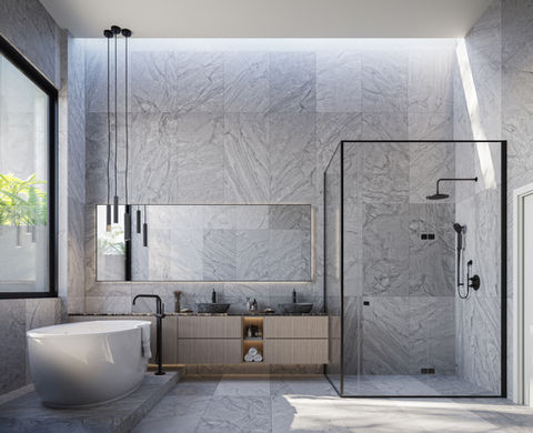 Cove Estate Turks and Caicos web design bathroom render