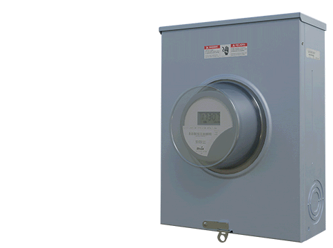 Utility Meter and Meter Can with Surge Protection Device installed showing Status Light Indicator (Animated installation)