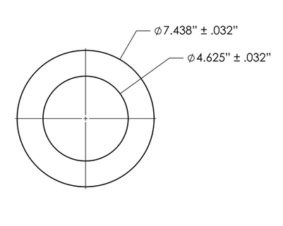 Line drawing of the Meter Socket Gasket (showing diameters)