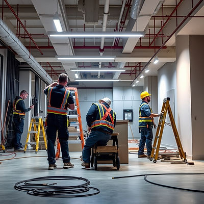 show image of people working on the following_ modern pics for a commercial electrical com