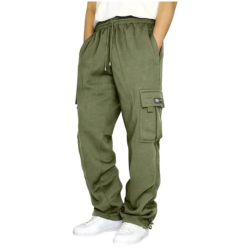 Thumbnail: Autumn Winter Fashion Men's Casual Sports Pants Solid Color Multi-Pocket
