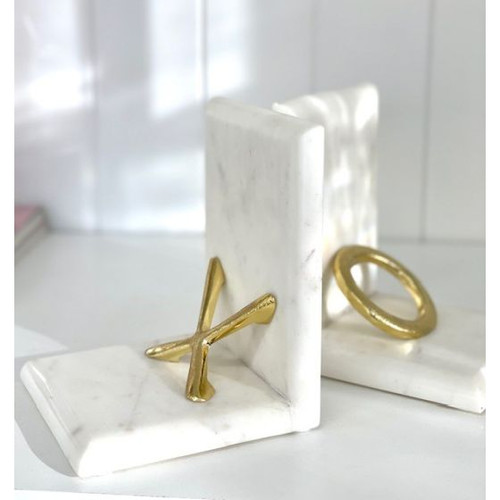 Gold/Marble XO Bookends victorscot