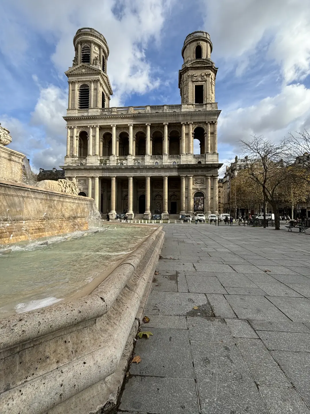 Saint-Sulpice Church and its fountain in Saint-Germain-des-Prés, Paris