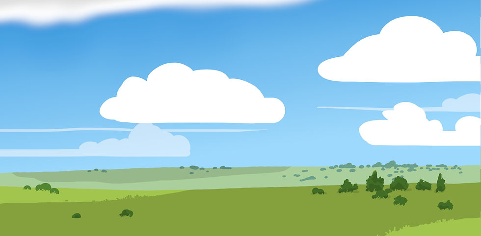 A background showing a Pleistocene grassland habitat