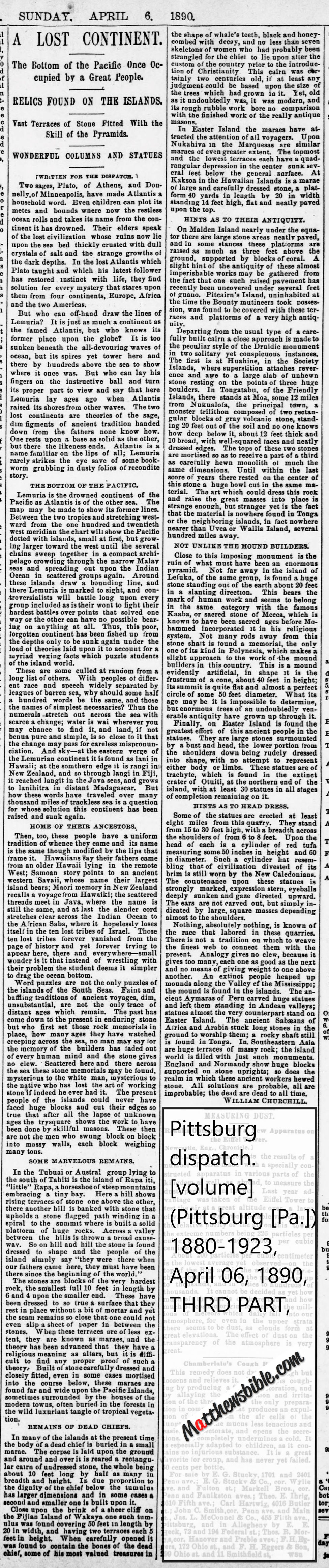 Pittsburg dispatch. [volume] (Pittsburg [Pa.]) 1880-1923, April 06, 1890, THIRD PART, Page