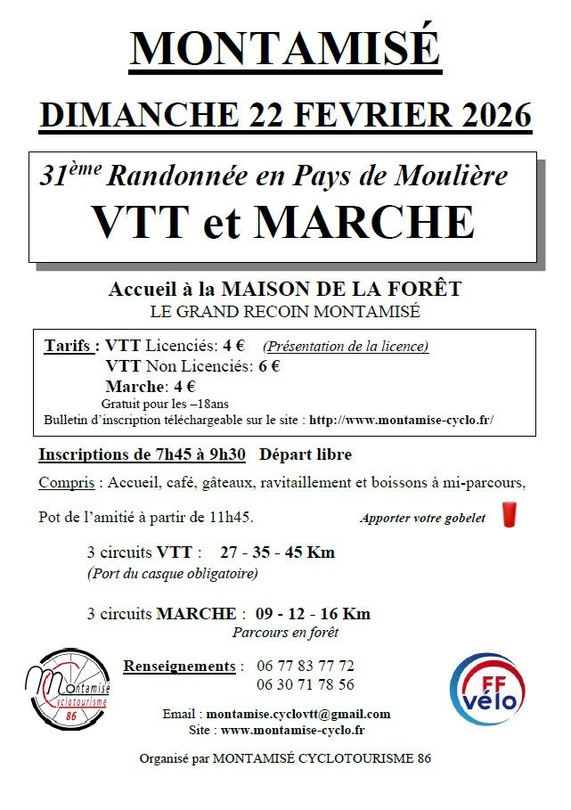 31ème Randonnée Marche&VTT en Pays de moulière