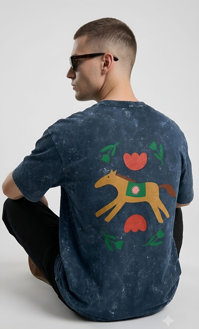 Thumbnail: Men's Navy Blue T-Shirt Premium Cotton Loose Fit Comfortable Casual Wear Outfit