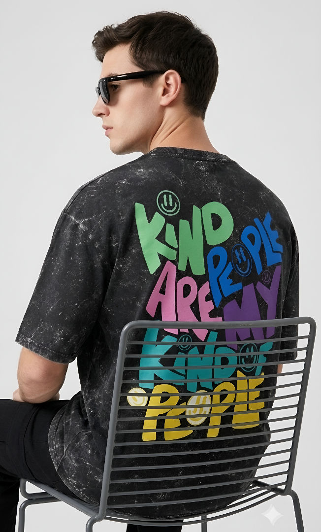 Thumbnail: Men's Black T-Shirt Premium Cotton Acid Wash Oversized Streetwear Fashion Style