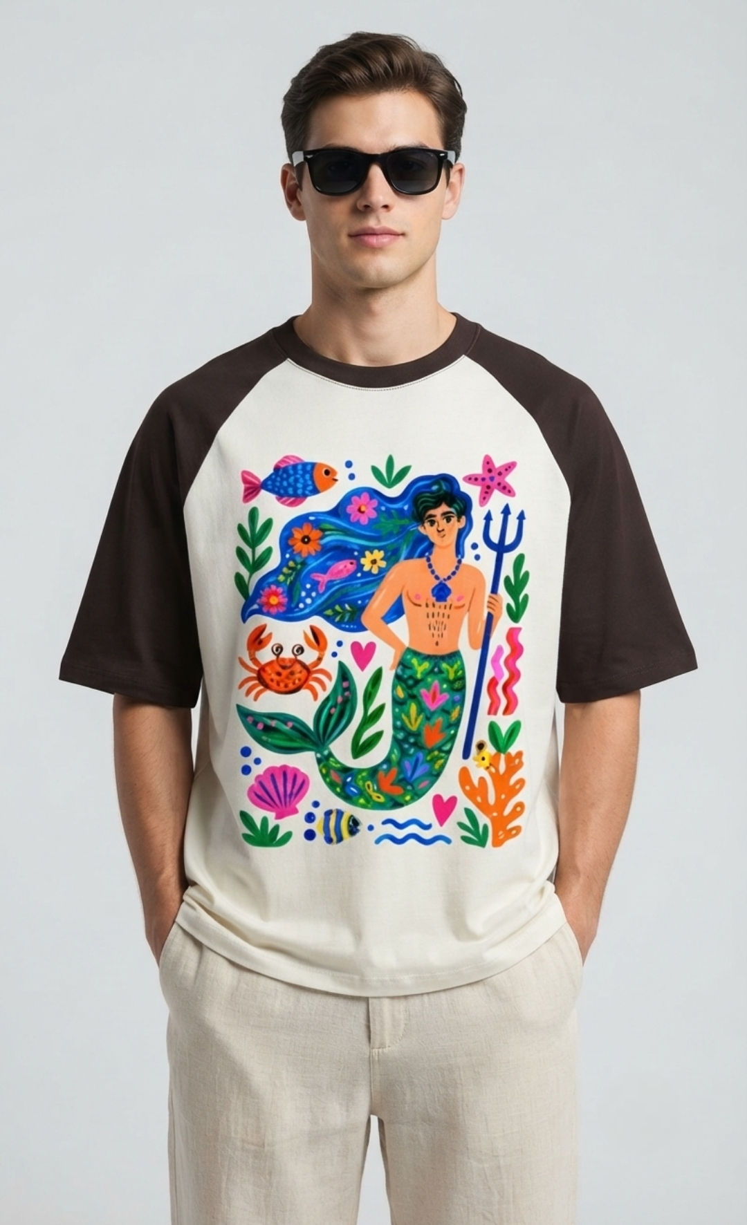 Men's T-Shirt 100% Cotton 180 GSM Oversized Raglan Sleeves Modern Comfortable
