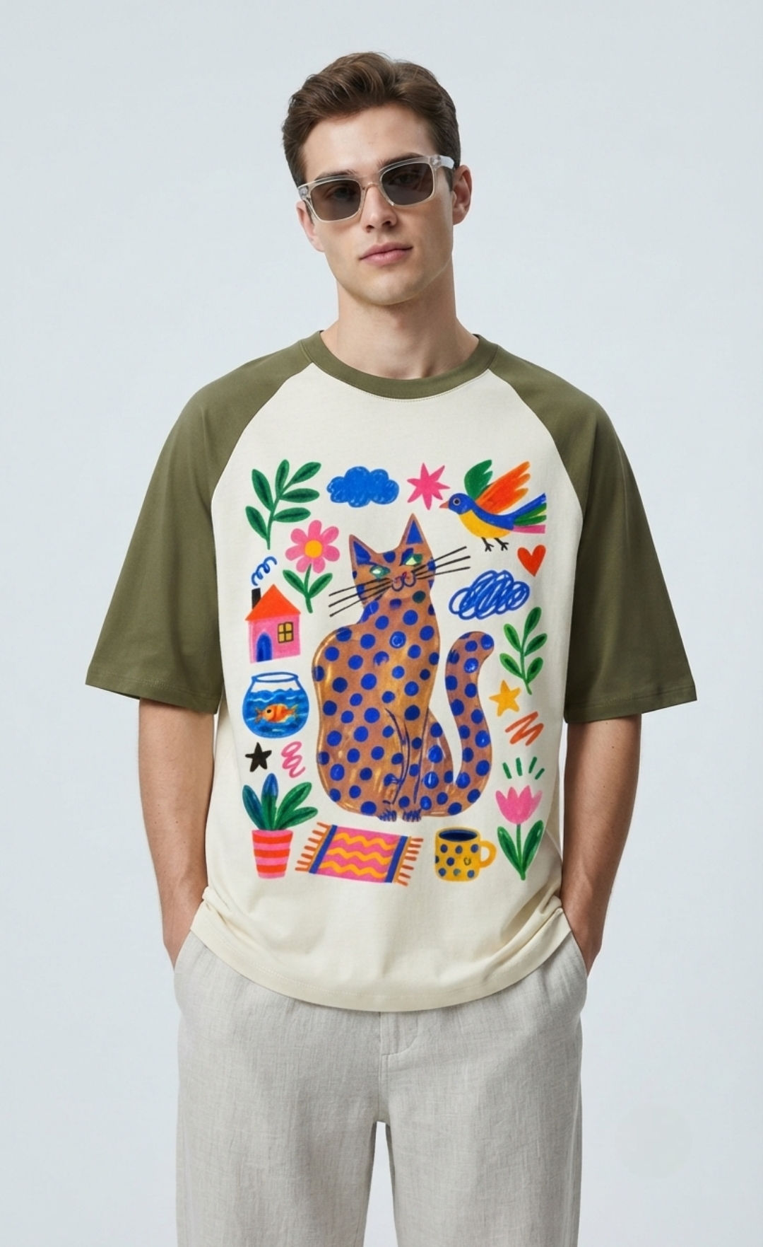 Men's T-Shirt 180 GSM Premium Cotton Oversized Fit Raglan Sleeves Modern Casual