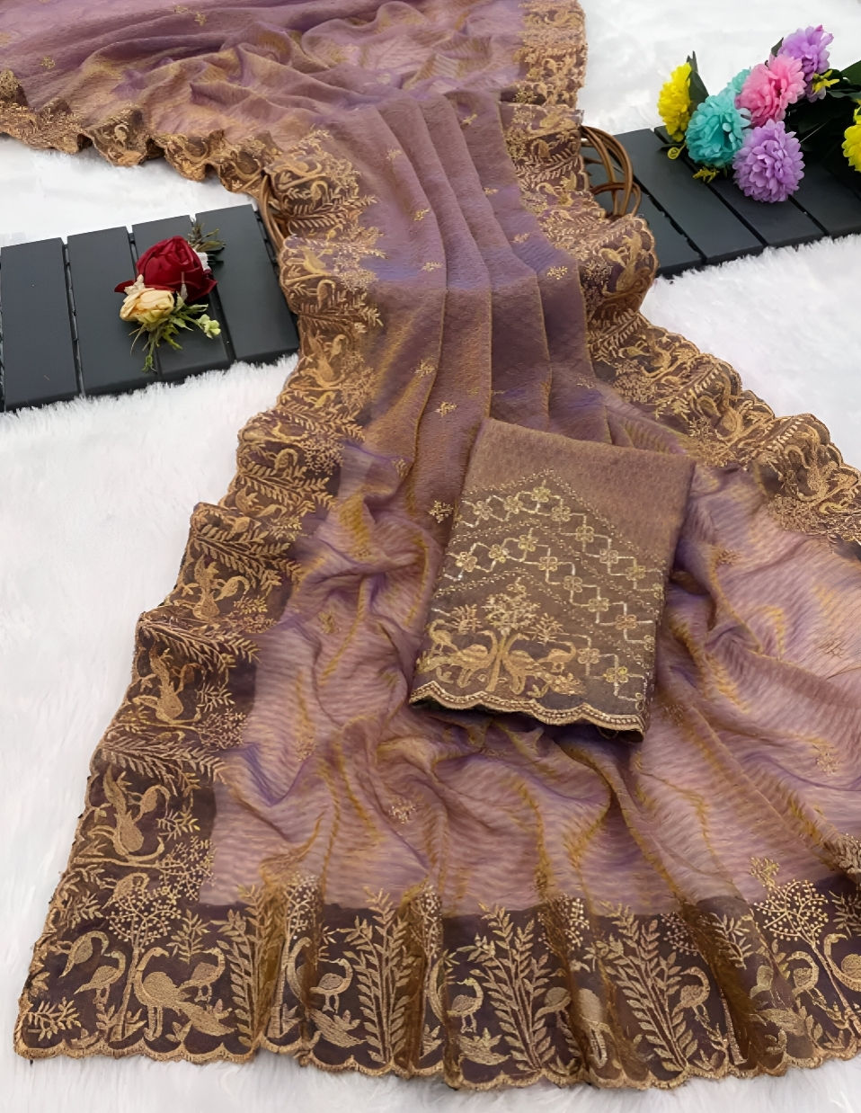 Graceful Tissue Saree with Zari Woven Running Blouse for Festive Occasions