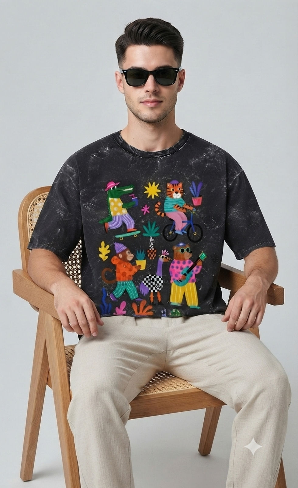 Thumbnail: Premium Men's T-Shirt 240 GSM Cotton Acid Wash Oversized Fit Casual Streetwear
