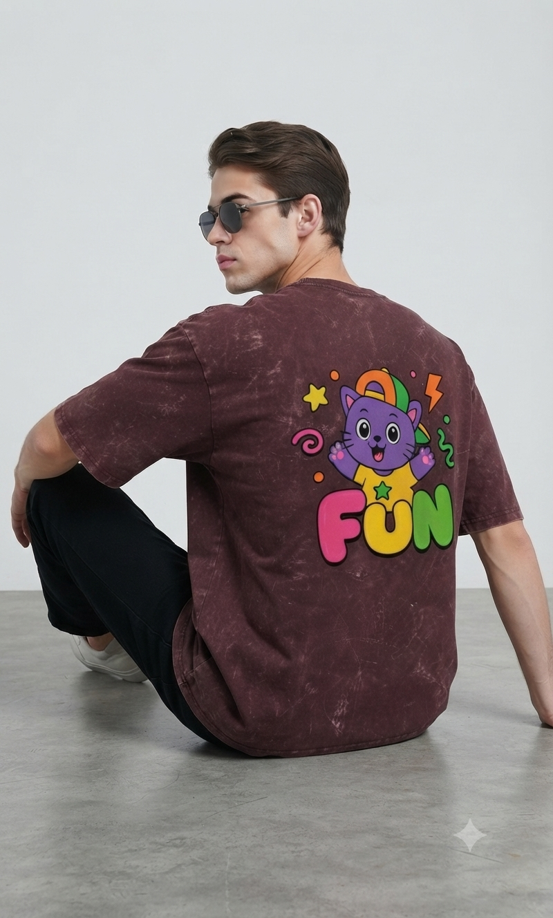 Thumbnail: Premium Men's Maroon T-Shirt Acid Wash Oversized Soft Cotton Streetwear Style 