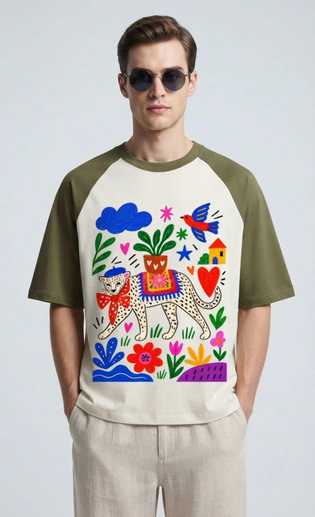 Men's T-Shirt Premium 100% Cotton 180 GSM Oversized Raglan Sleeve Relaxed Casual