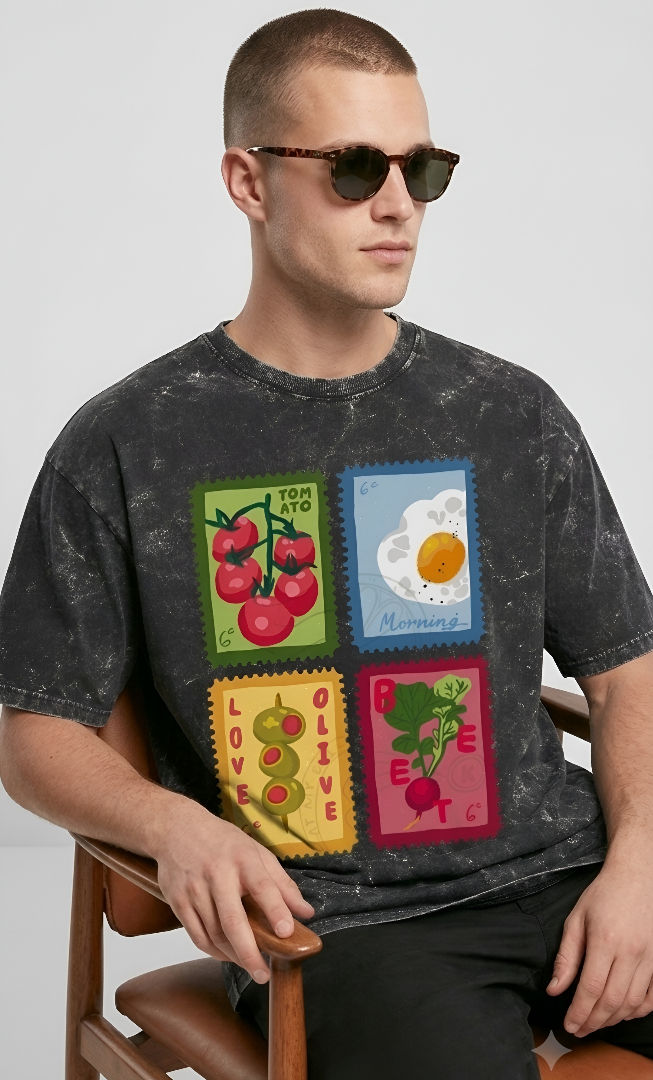Thumbnail: Men's Black T-Shirt Soft Cotton Oversized Acid Wash Stylish Streetwear Relaxed 