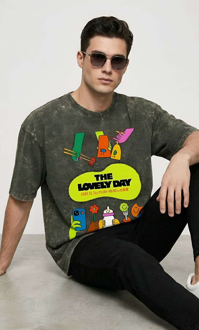 Thumbnail:  Men Olive Green T-Shirt Breathable Cotton Oversized Acid Wash Trendy Streetwear
