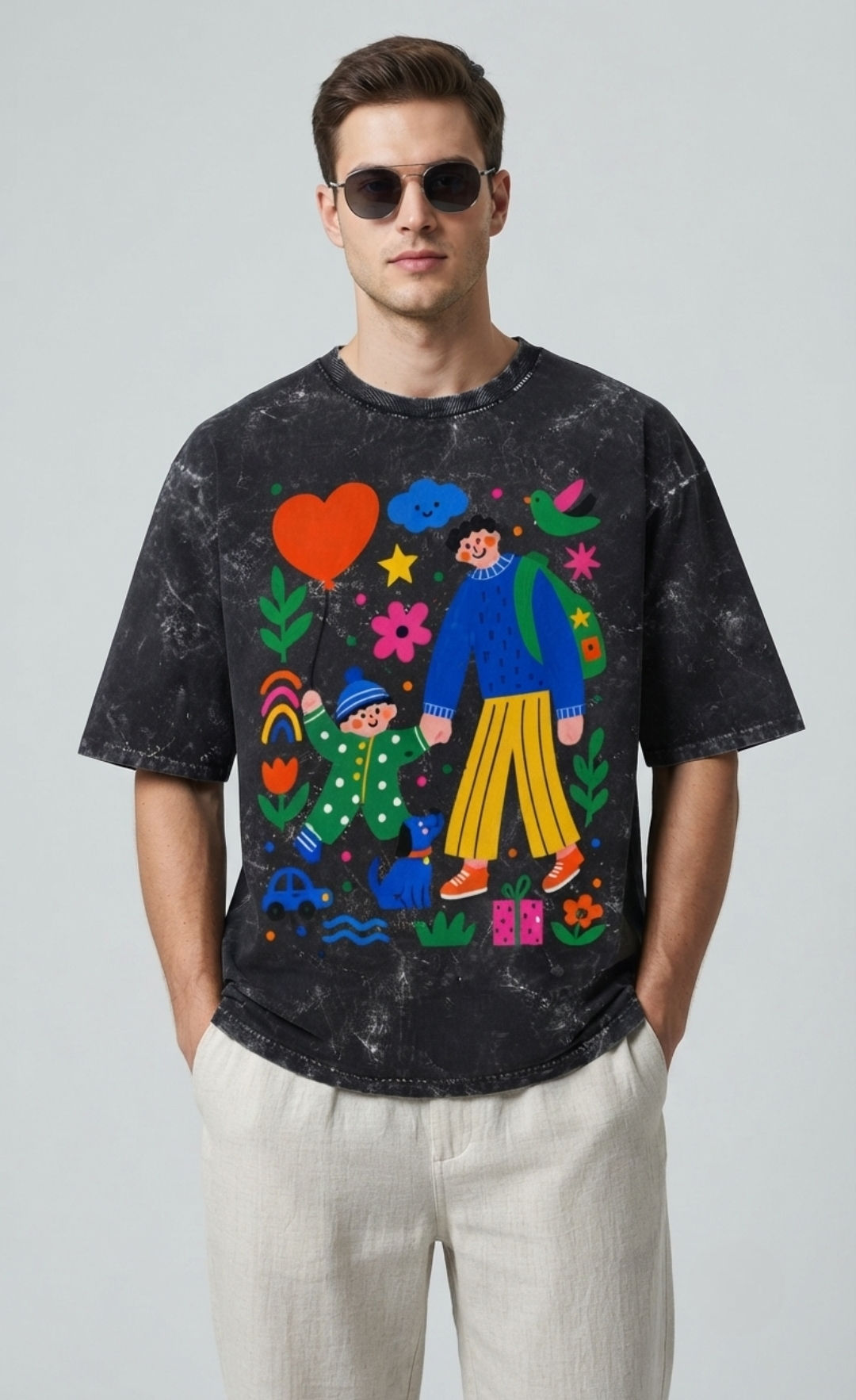 Men's T-Shirt 240 GSM Acid Wash Cotton Oversized Fit Modern Streetwear Casual