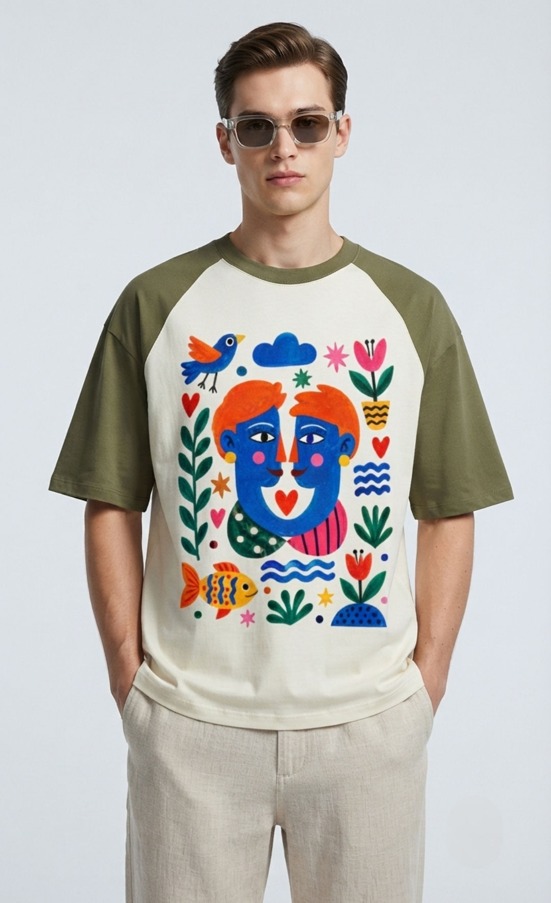 Men's T-Shirt Premium Cotton 180 GSM Relaxed Oversized Fit Raglan Sleeve Daily