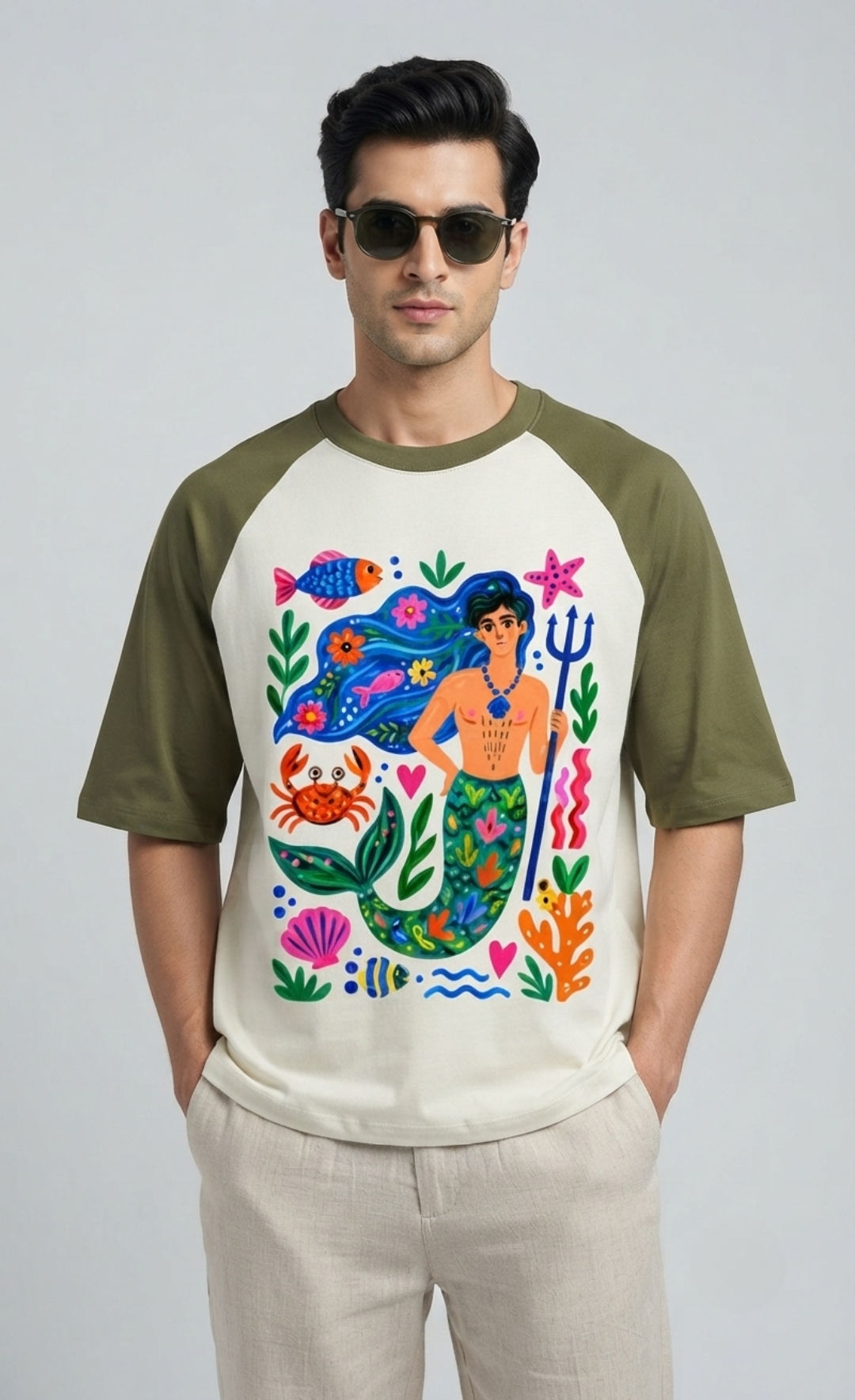 Men's T-Shirt Premium Cotton 180 GSM Oversized Fit Raglan Sleeves Comfortable