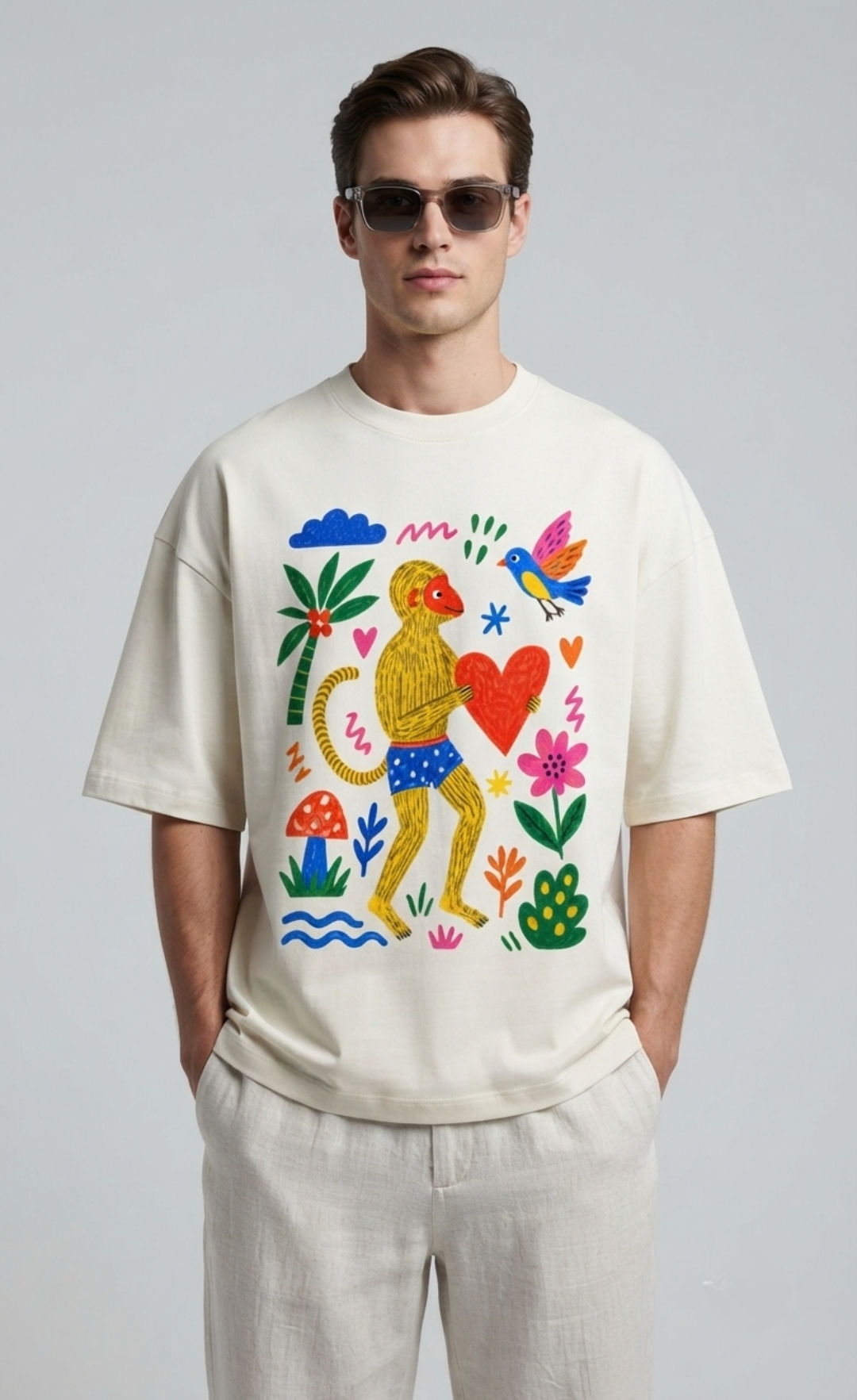 Men's T-Shirt 90% Cotton 260 GSM Terry-Knit with Premium Oversized Drop Shoulder